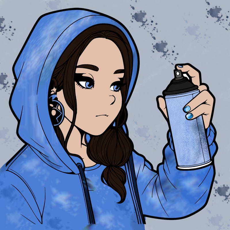 a realistic girl, spray painting