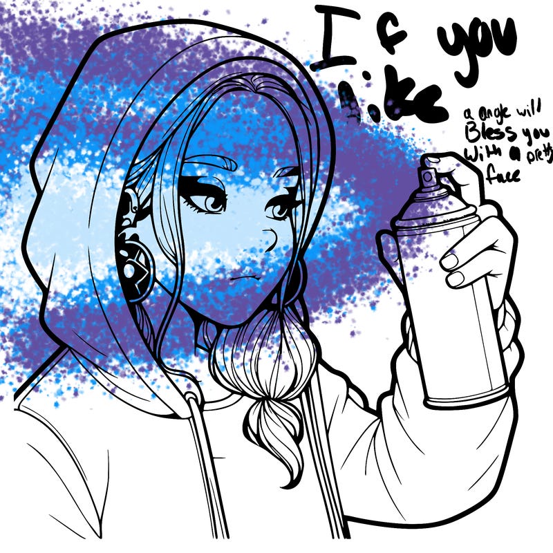 a realistic girl, spray painting