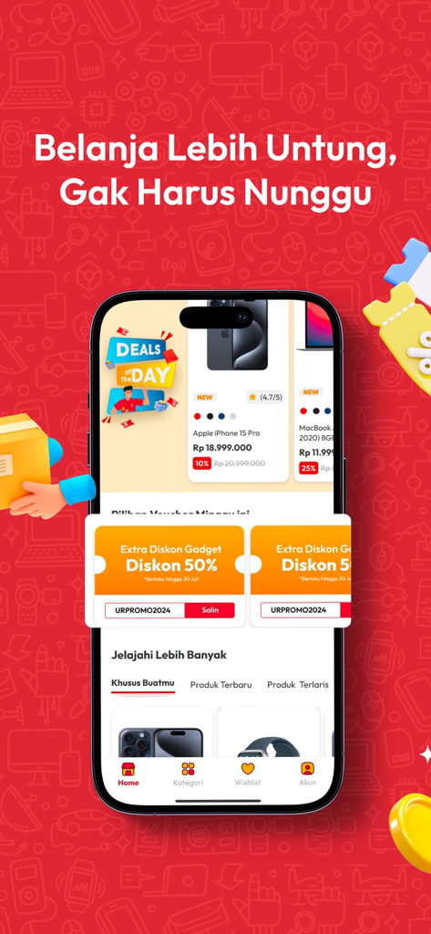 Erafone mobile app home screen showing smartphone deals and discount vouchers