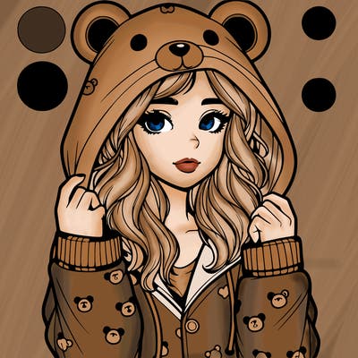 realistic girl in a animal pjs hoodie