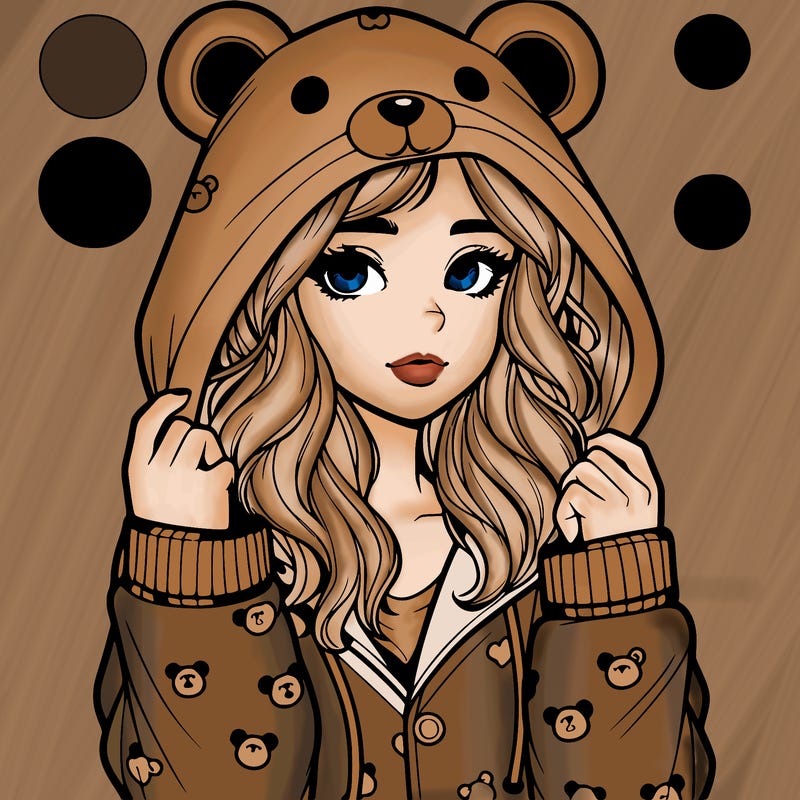 realistic girl in a animal pjs hoodie