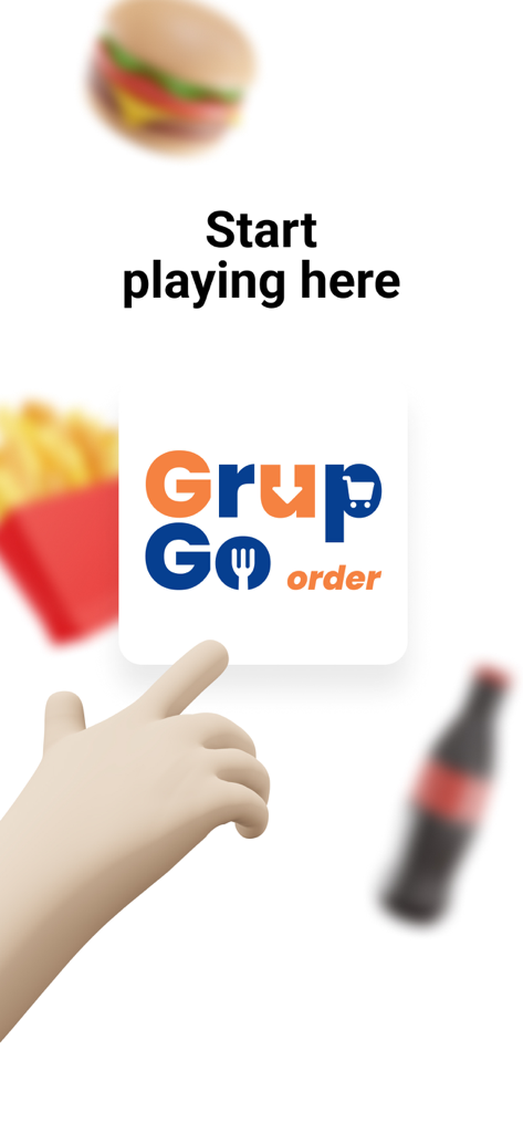 GrupGo order - Welcome screen for the GrupGo order restaurant partner app featuring the brand logo and food graphics