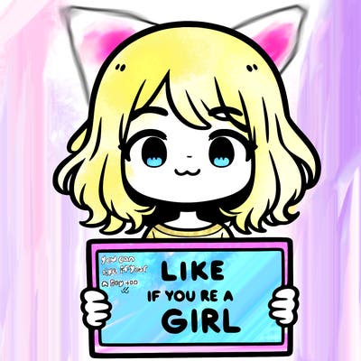 a cute girl holding a sign that says like if you’re a girl