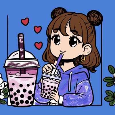 a girl holding a boba tea
