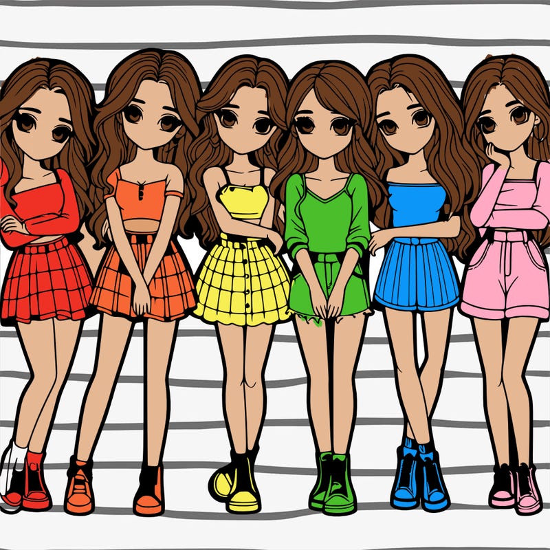 a group of girls realistic