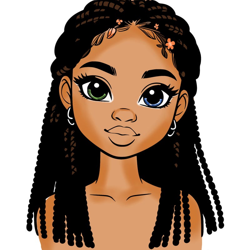 a realistic black girl with braids