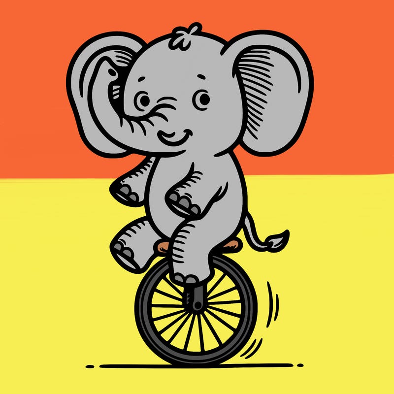 elephant on a unicycle