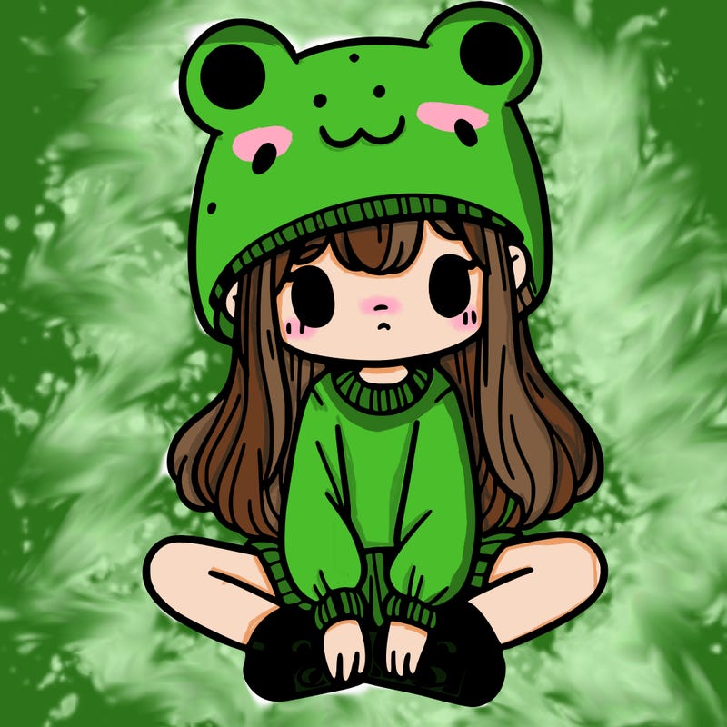 a girl wearing a frog hat and some frog socks