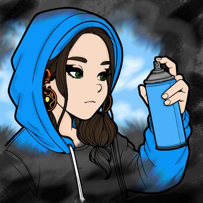 a realistic girl, spray painting