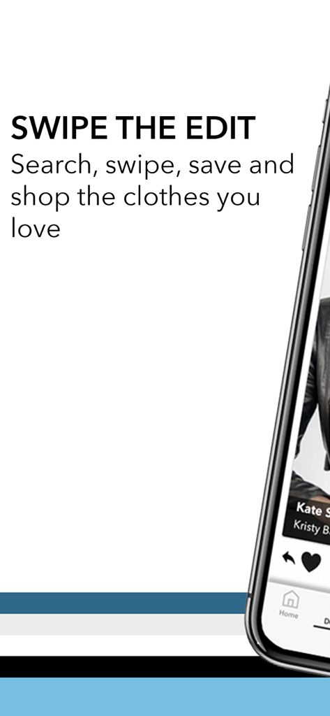 A promotional image for the FashWire app highlighting the Swipe the Edit feature to search swipe save and shop fashion trends