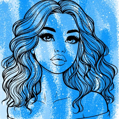 realistic girl with wavy hair and lips