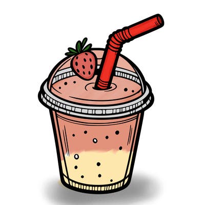a smoothie in a cup with a straw.