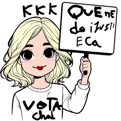 realistic girl holding up a sign