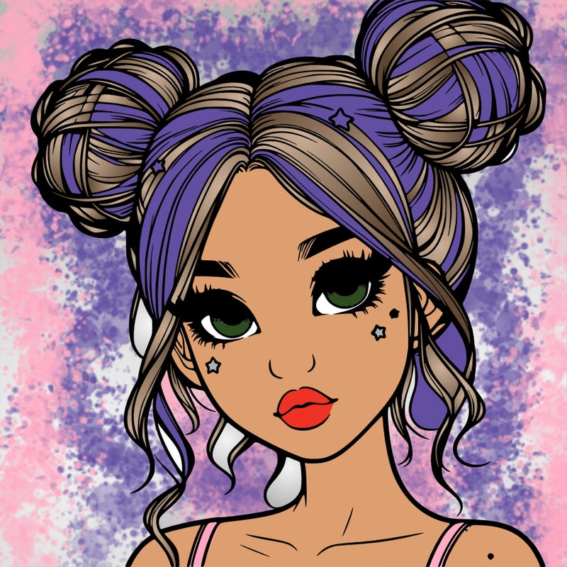 realistic girl with space buns