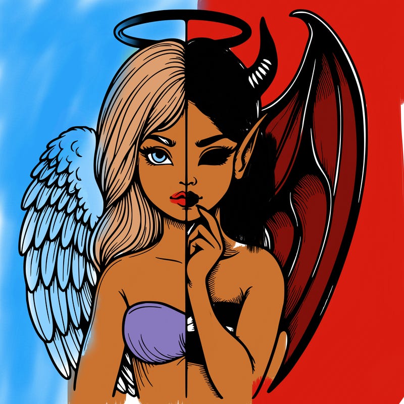 realistic angel half demon