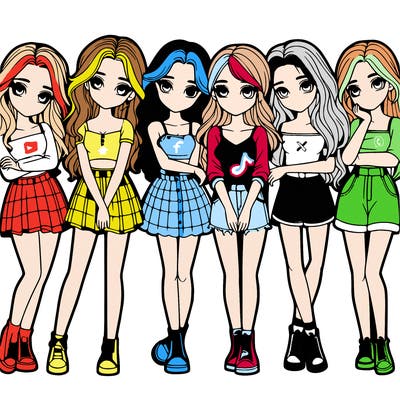 a group of girls realistic