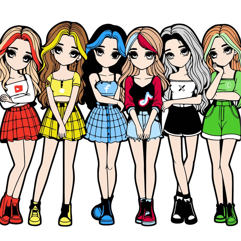 a group of girls realistic