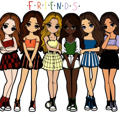 a group of girls realistic