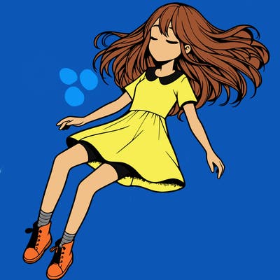 realistic girl floating