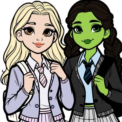 two teen school girls