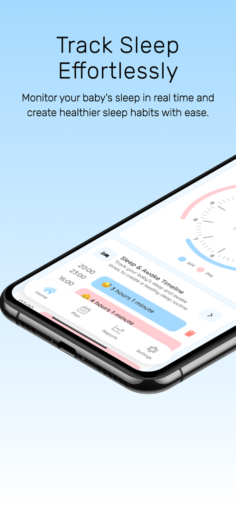 Baby Sleep Tracker: Routine - Baby sleep tracker app interface showing a detailed timeline of sleep and awake periods