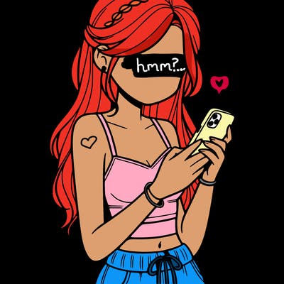 girl with crop top texting on her phone