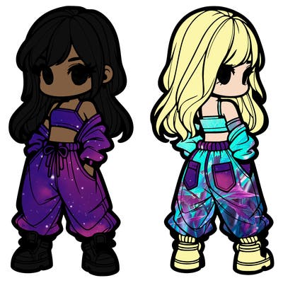 girl in crop top and baggy pants