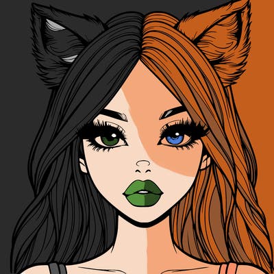 realistic girl with fox ears and realistic lips