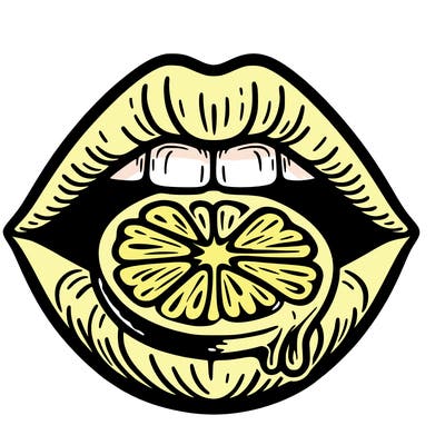 lips with lime in mouth