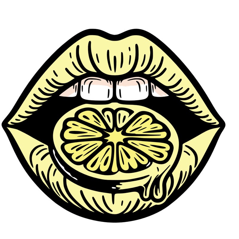 lips with lime in mouth