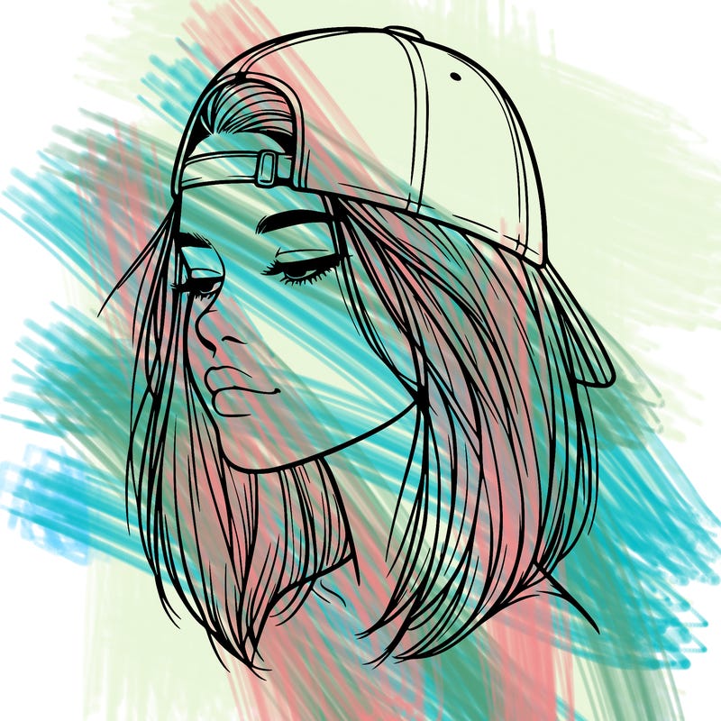 realistic  girl with a backwards hat