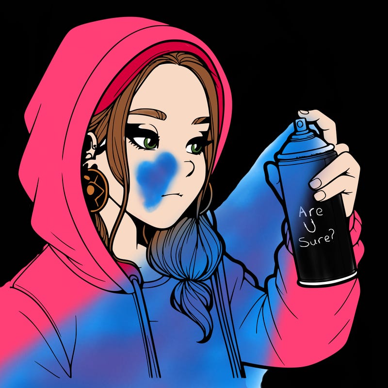 a realistic girl, spray painting