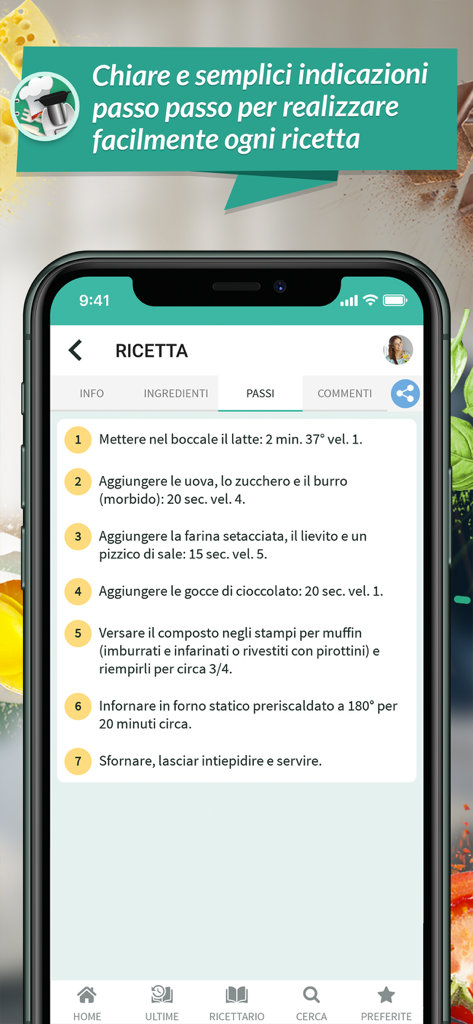 Ricette Bimby - A smartphone screen showing step-by-step cooking instructions for a recipe in the Ricette Bimby app