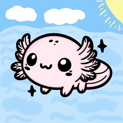 cute easy baby axolotl