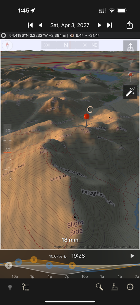 Photographer's Ephemeris 3D - 3D terrain simulation with realistic light and shadows for landscape photography planning