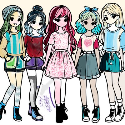 a group of five girls