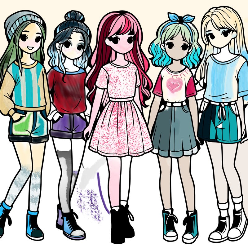 a group of five girls