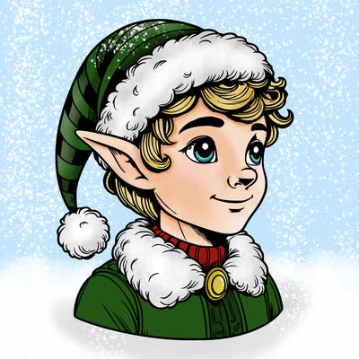 realistic elf with santa hat