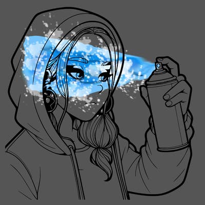 a realistic girl, spray painting