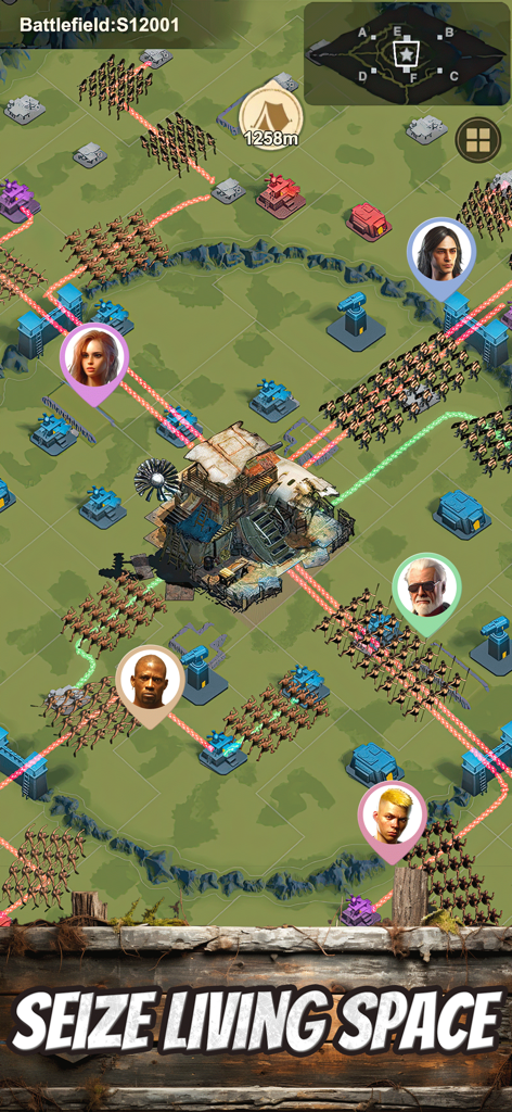 주거 공간 확보라는 문구가 있는 LOST in Blue 2의 전략 전투 탑다운 보기