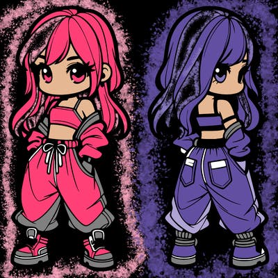 girl in crop top and baggy pants