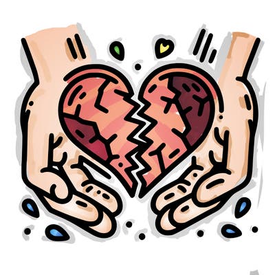 broken heart with hands