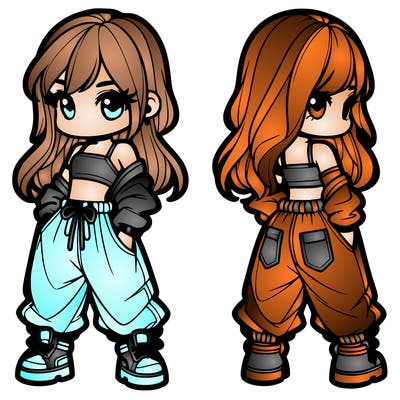 girl in crop top and baggy pants