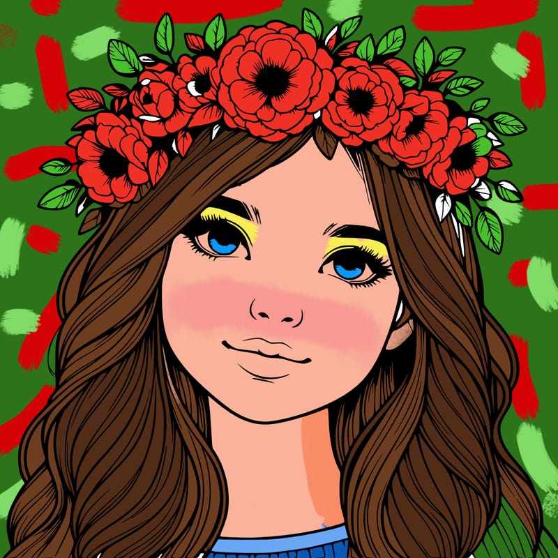 realistic girl with flower crown