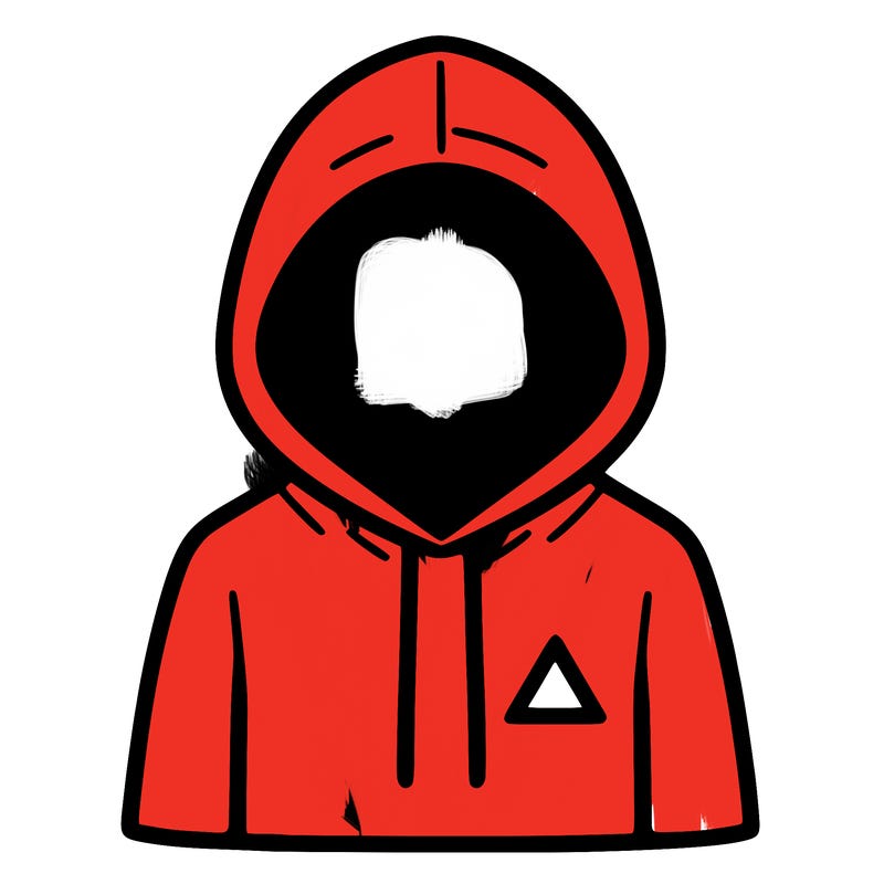 a person with non face waering a hoodie with a small triangle symbol