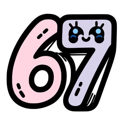 the numbers 67