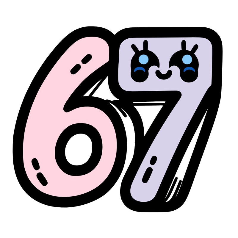 the numbers 67