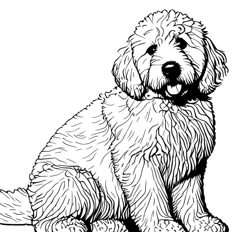 realistic dog golden doodle