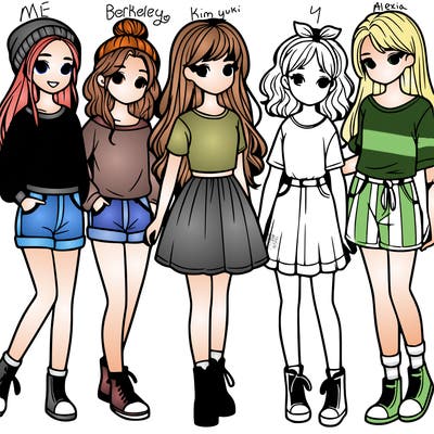 a group of five girls