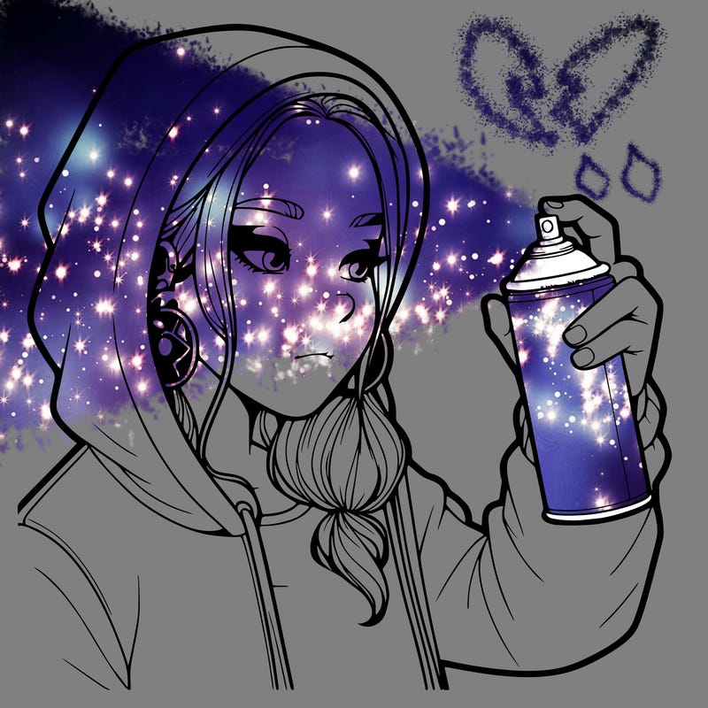 a realistic girl, spray painting